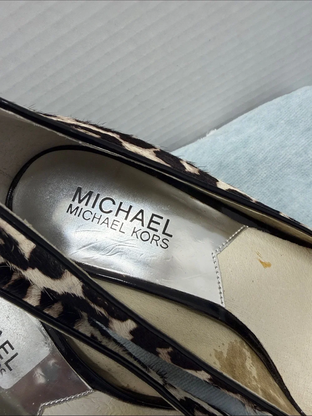 Michael Kors Leopard Print Platform Pumps in Tan and Black